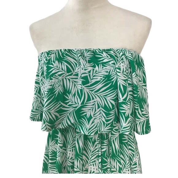 Japna Boho Green White Tropical Maxi Dress Size Medium New - Picture 6 of 9